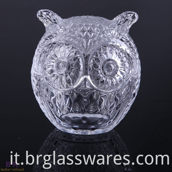 clear color of owl glass candle jar